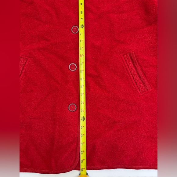 Nordic Design 100% Boiled Wool Jacket Red Cable Knit Trim XL - Picture 7 of 7